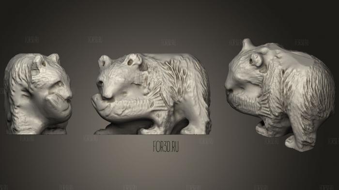 Bear With Fish stl model for CNC